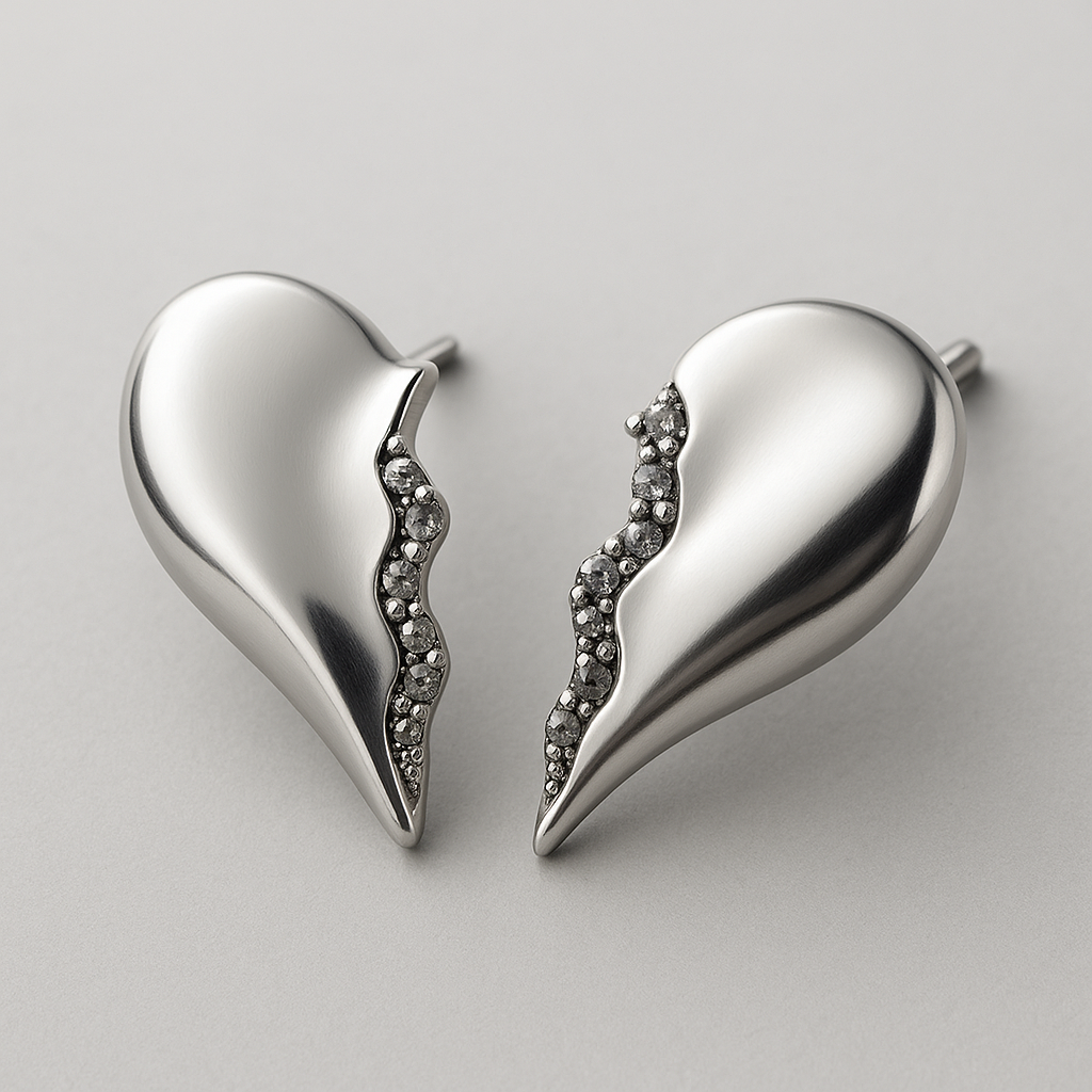 Split Pavé Heart Earrings
