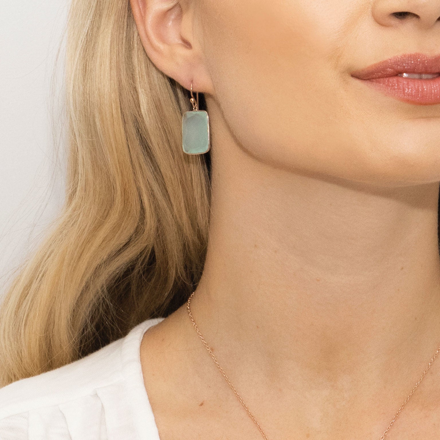 AQUA CHALCEDONY GEMSTONE DROP EARRINGS