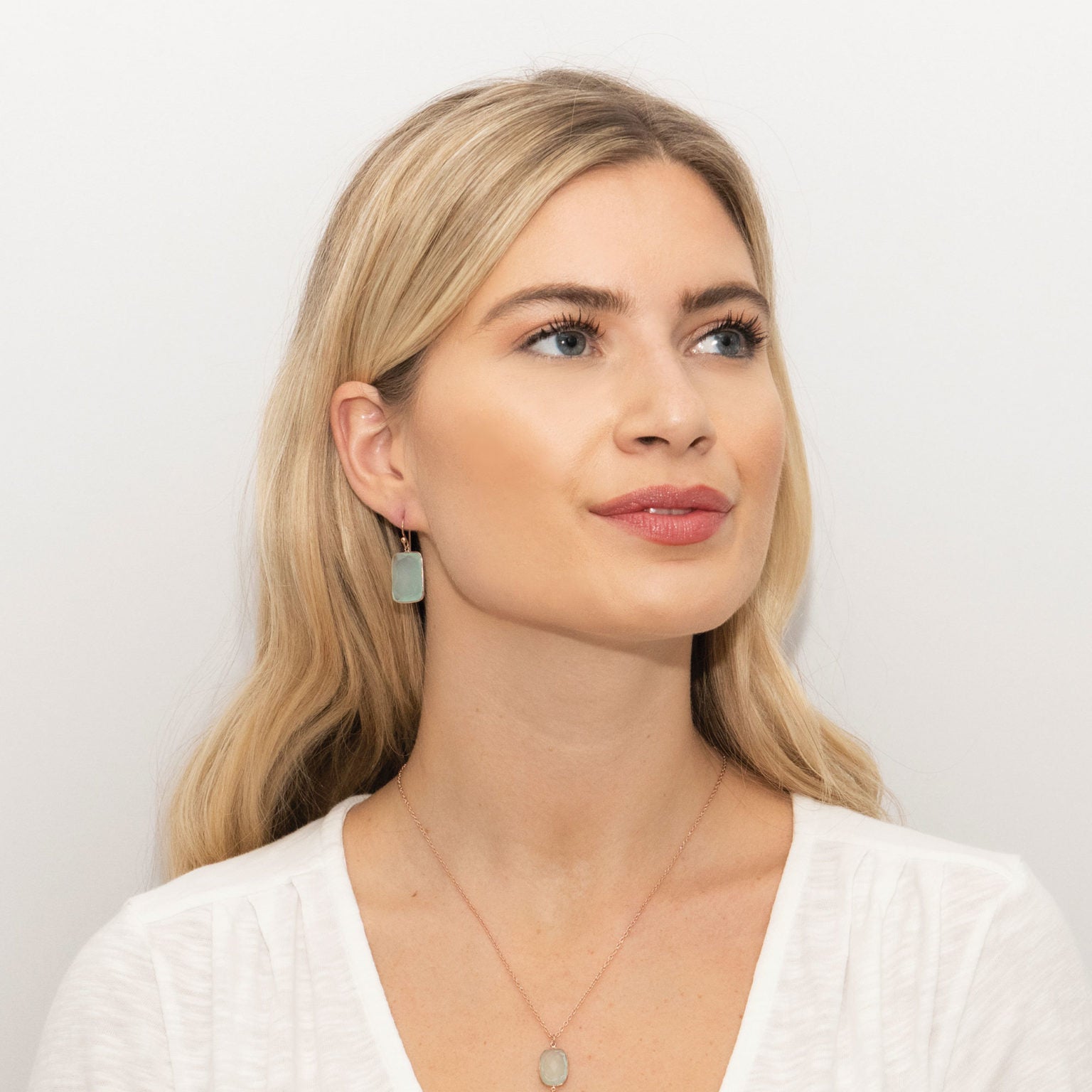 AQUA CHALCEDONY GEMSTONE DROP EARRINGS