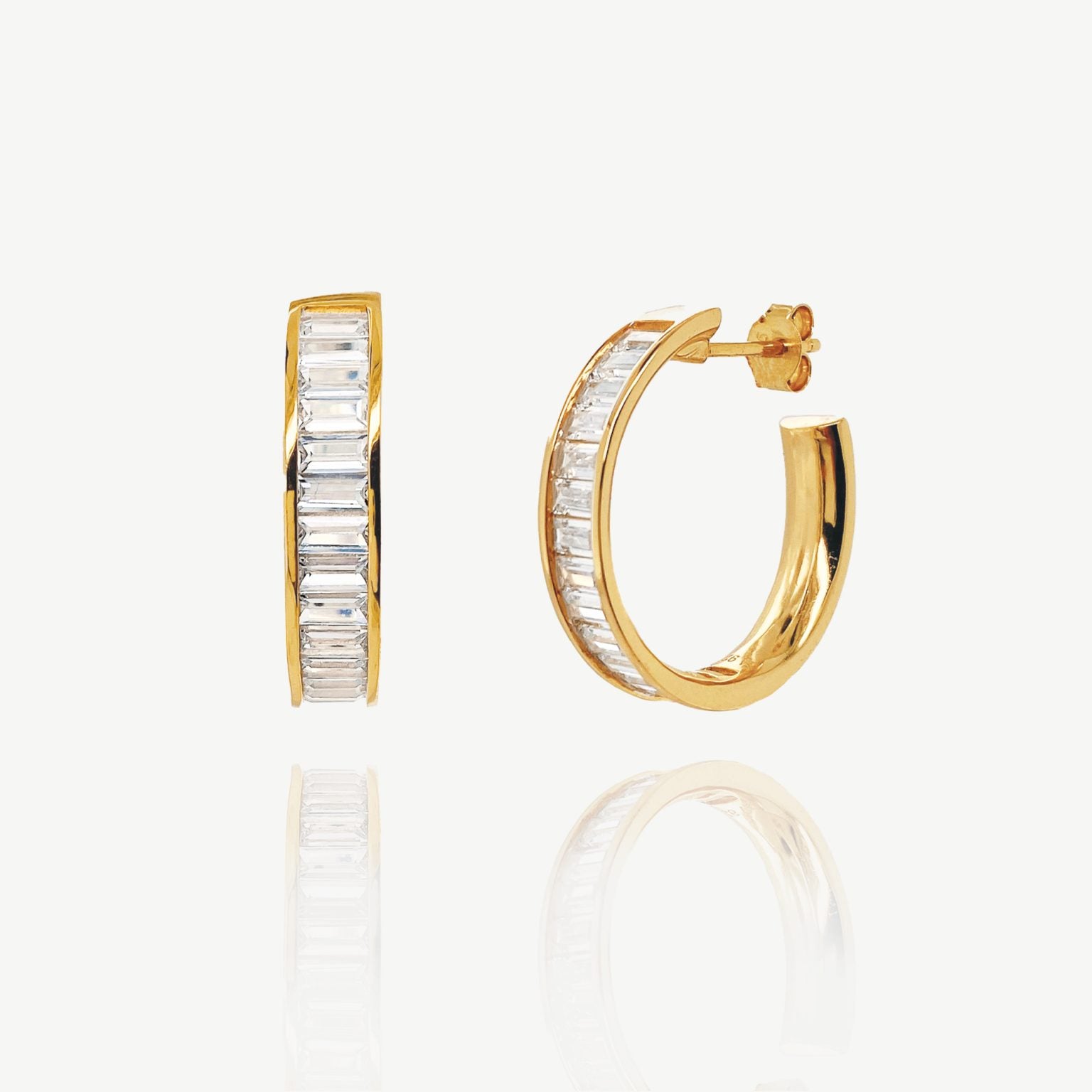 WILDHEART BAGUETTE CUT MID HOOP EARRINGS