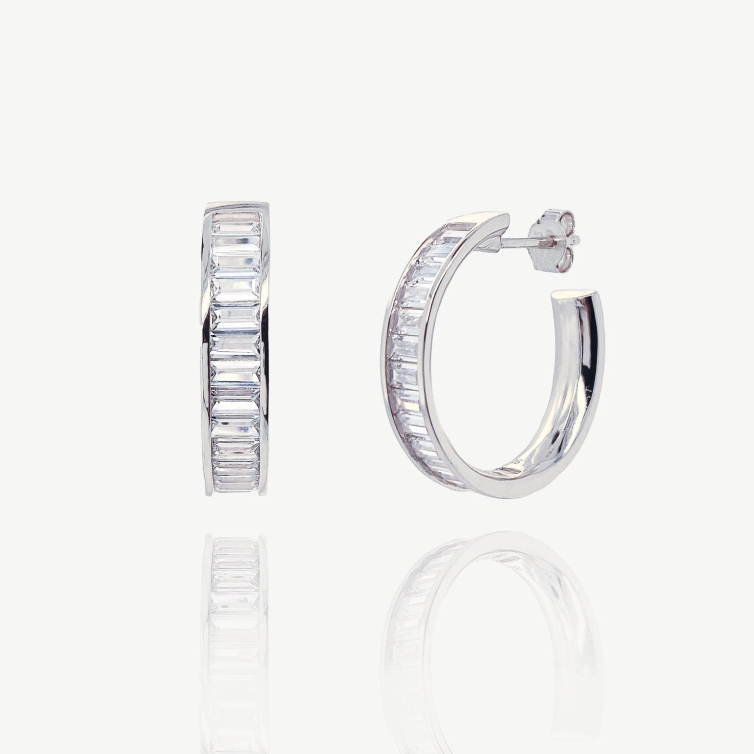 WILDHEART BAGUETTE CUT MID HOOP EARRINGS