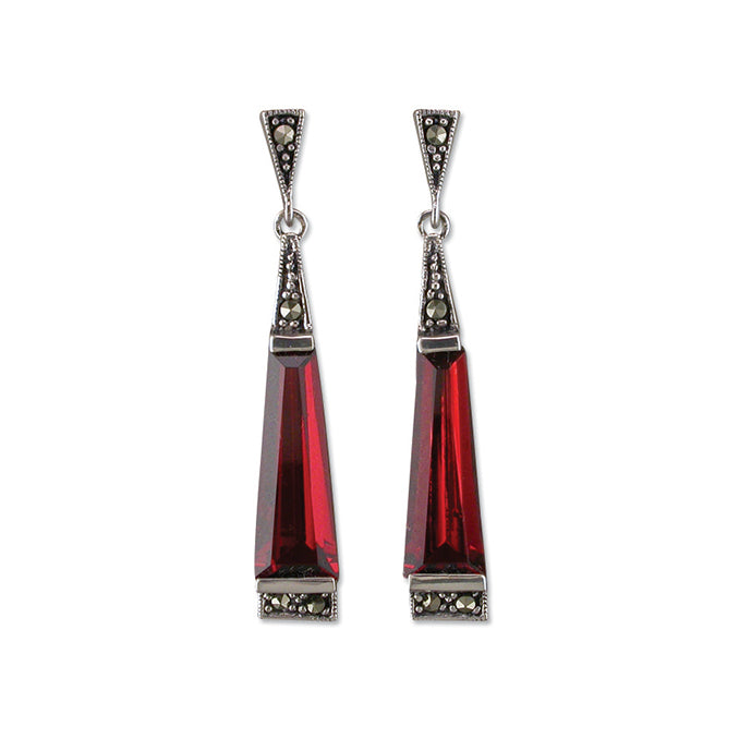 Scarlet Obelisk CZ Garnet Earrings