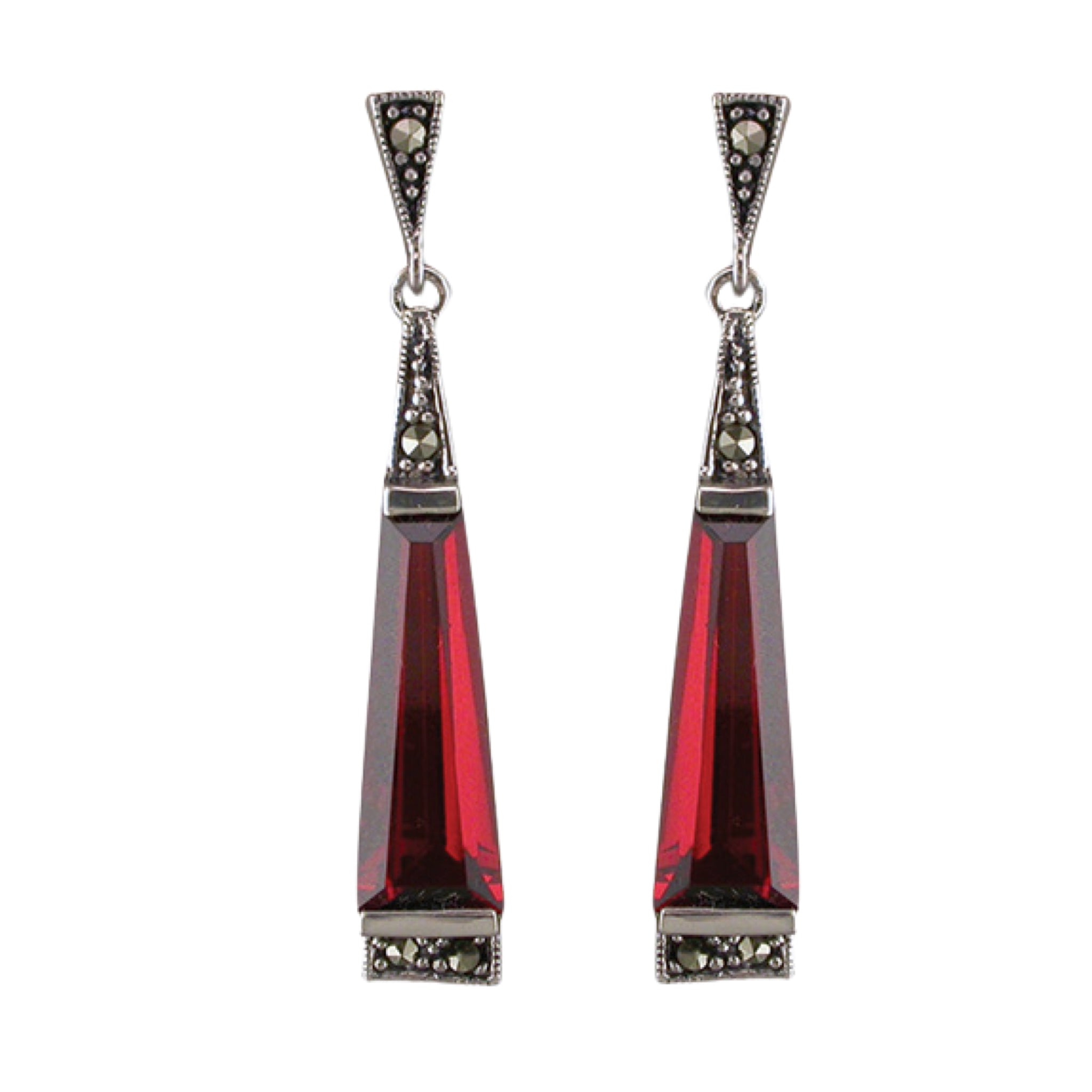Scarlet Obelisk CZ Garnet Earrings