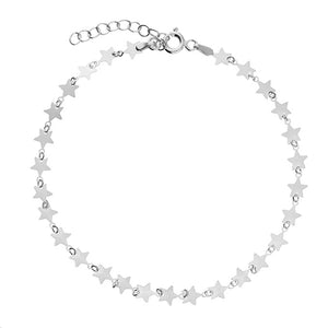 Sterling Silver Anklet with Flat Stars