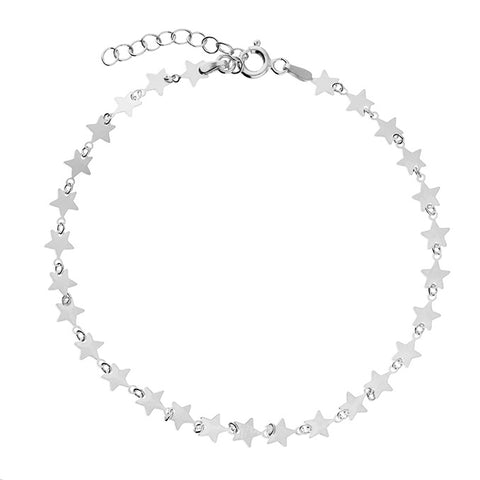 Sterling Silver Anklet with Flat Stars