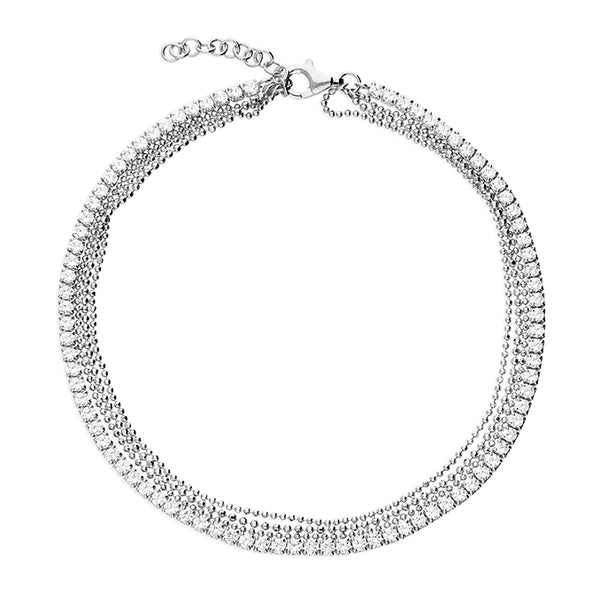 Sterling Silver Anklet with White Cubic Zirconia