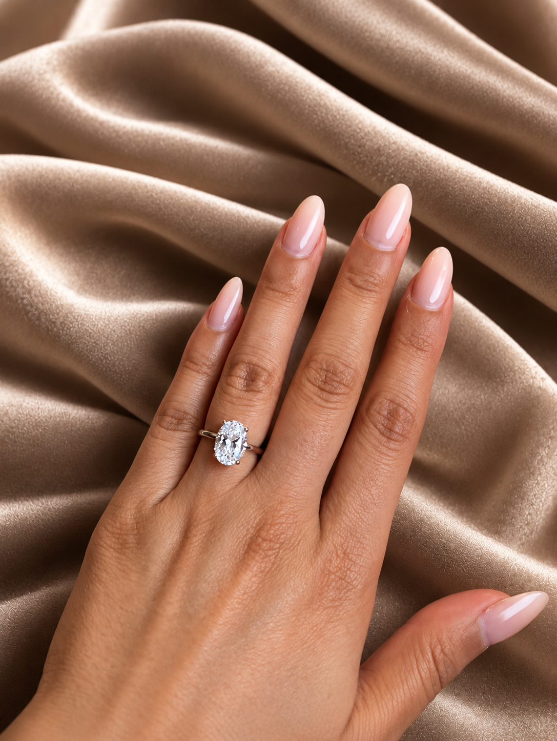 Oval Lab-Grown Diamond Engagement Ring with Hidden Halo