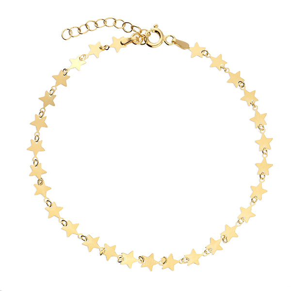 Sterling Silver Anklet with Flat Stars