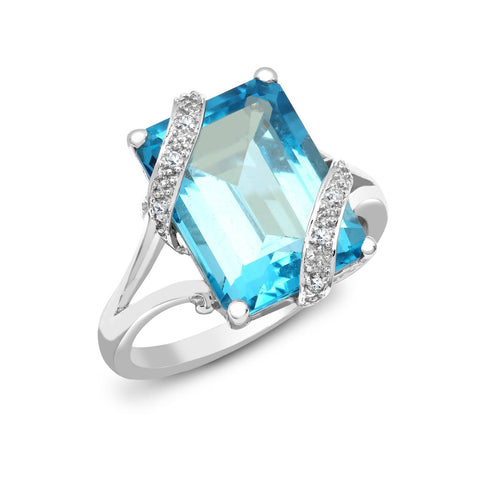 Diamond And Blue Topaz Ring