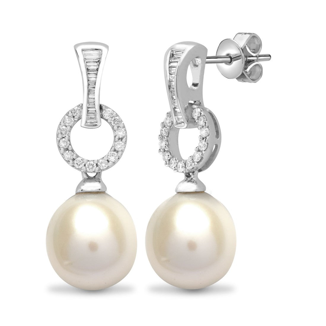 Pearl & Diamond Drop Earrings