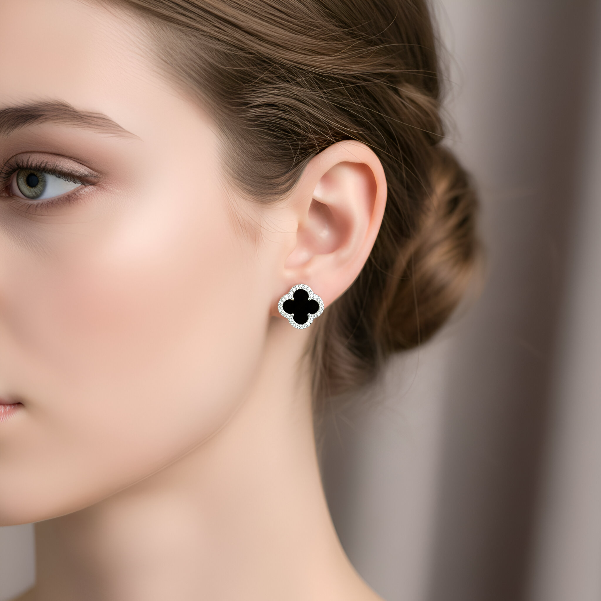 Clover CZ Stud Earrings