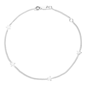 Sterling Silver Anklet with In-Line Star Design