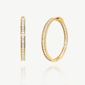 BAGUETTE CUT LARGE HOOP EARRINGS