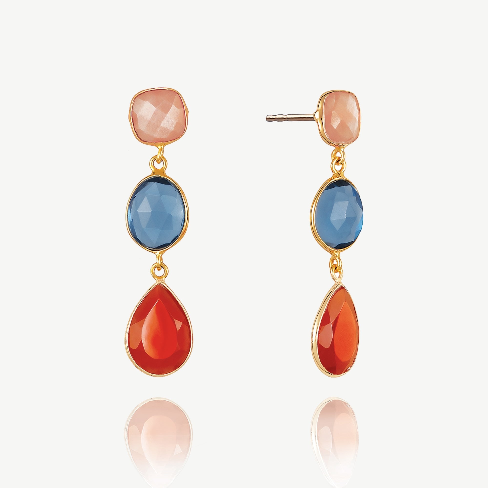 POLYNESIA GEMSTONE DROP STUD EARRINGS