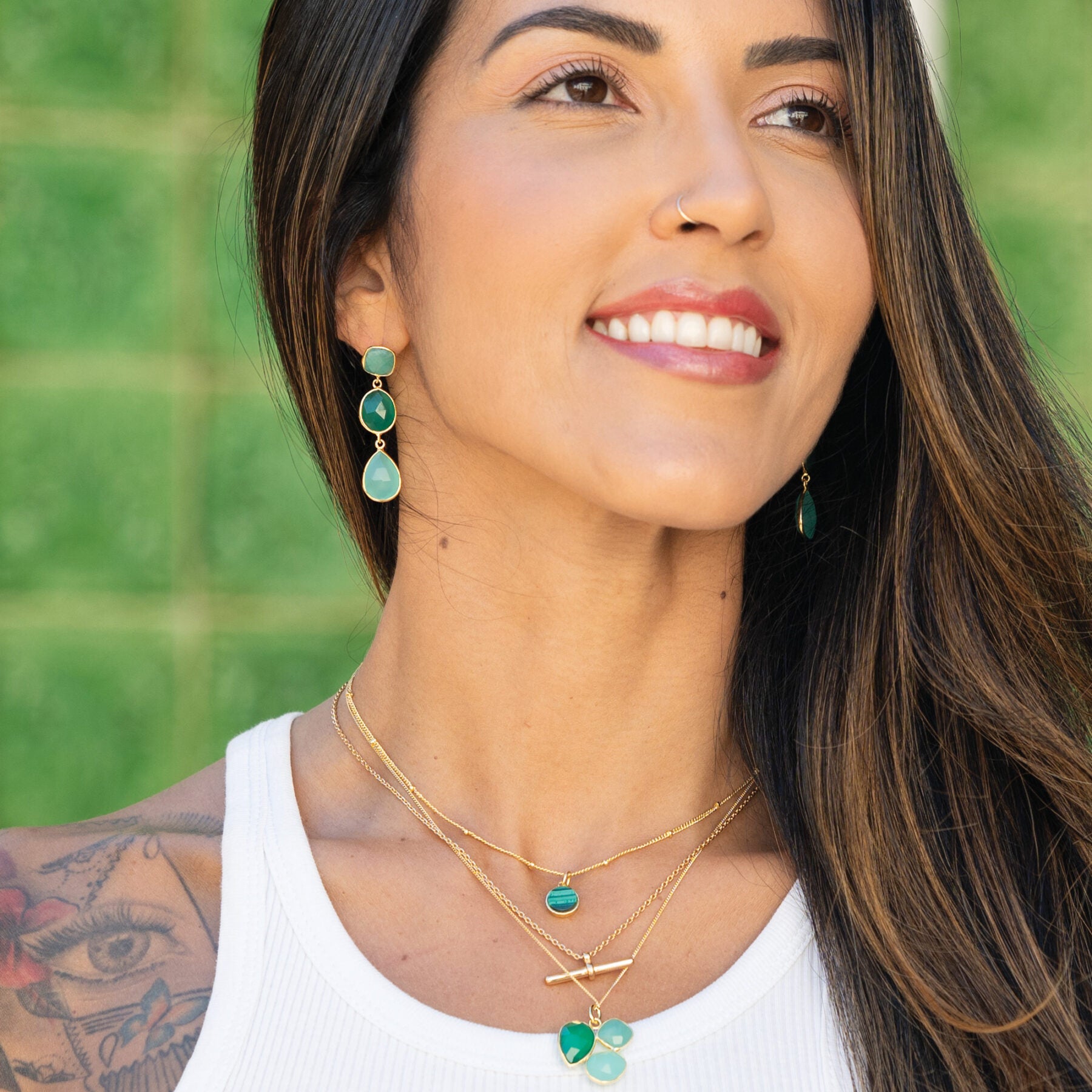 POLYNESIA GEMSTONE DROP STUD EARRINGS