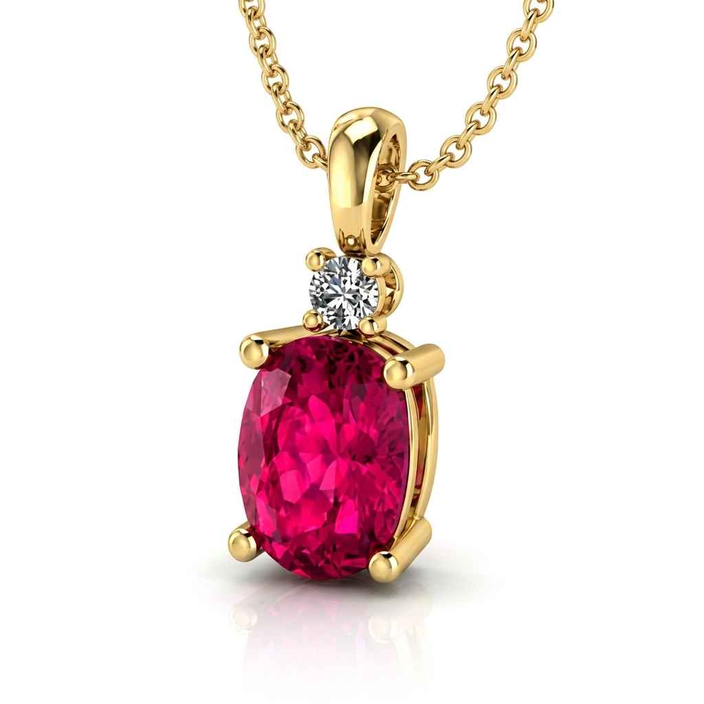 Ruby & Diamond Cushion Pendant